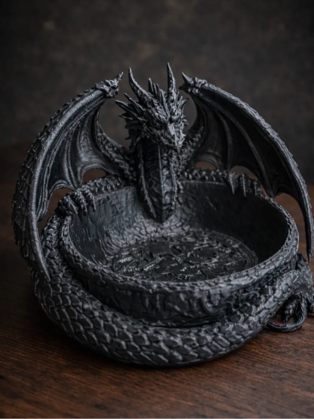 Dragon Resin Trinket Dish - Black Decorative Bowl 3d printed